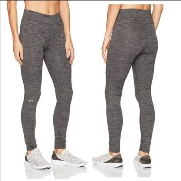 Under Armour Cold Gear Leggings Grey Womens Size Small Space Dye Pocket Pants - Picture 8 of 8